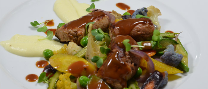 Involitini jus de veau verveine, légumes glacés au délice d’ail